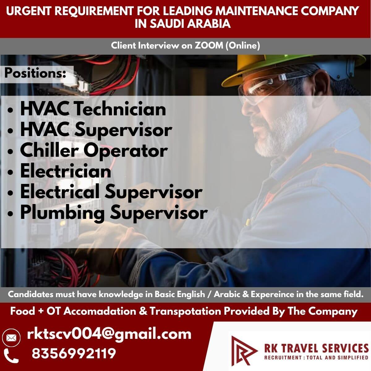 URGENT REQUIREMENT FOR LEADING MAINTENANCE COMPANY