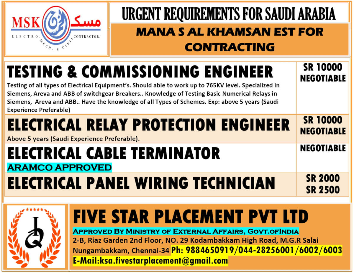 URGENT REQUIREMENT FOR SAUDI ARABIA URGENT REQUIREMENT FOR SAUDI ARABIA