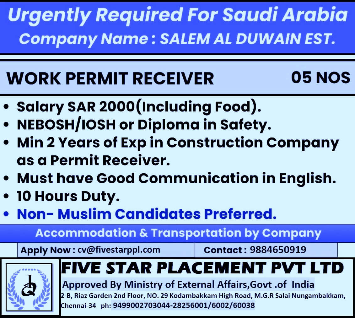 URGENT REQUIREMENT FOR SAUDI ARABIA URGENT REQUIREMENT FOR SAUDI ARABIA