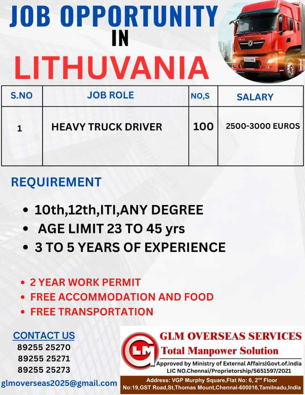 JOB OPPORTUNITY IN LITHUVANIA