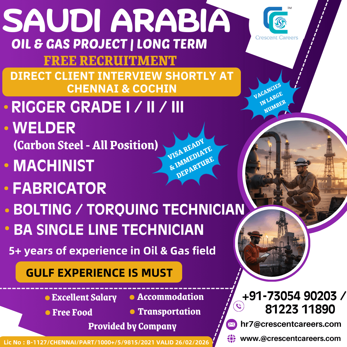 FREE RECRUITMENT - WELDER / MACHINIST / FABRICATOR