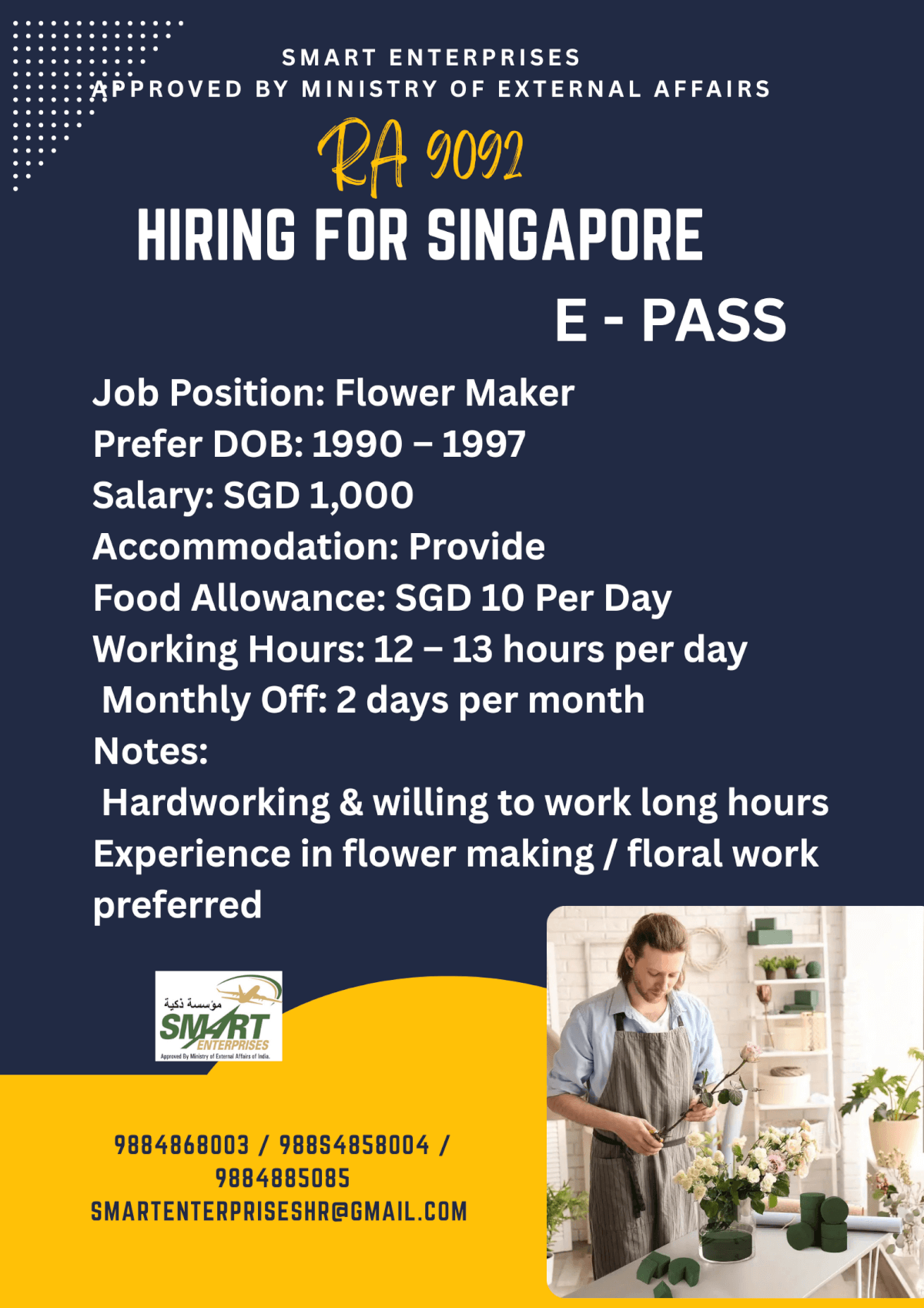 HIRING FOR SINGAPORE
