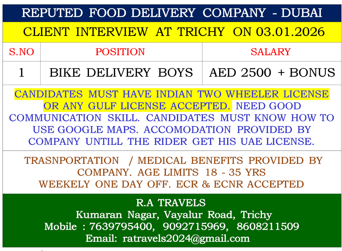 REPUTED FOOD DELIVERY COMPANY - DUBAI