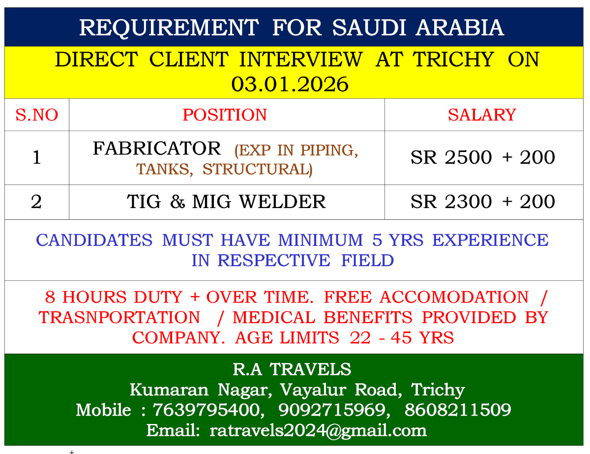 REQUIREMENT FOR SAUDI ARABIA