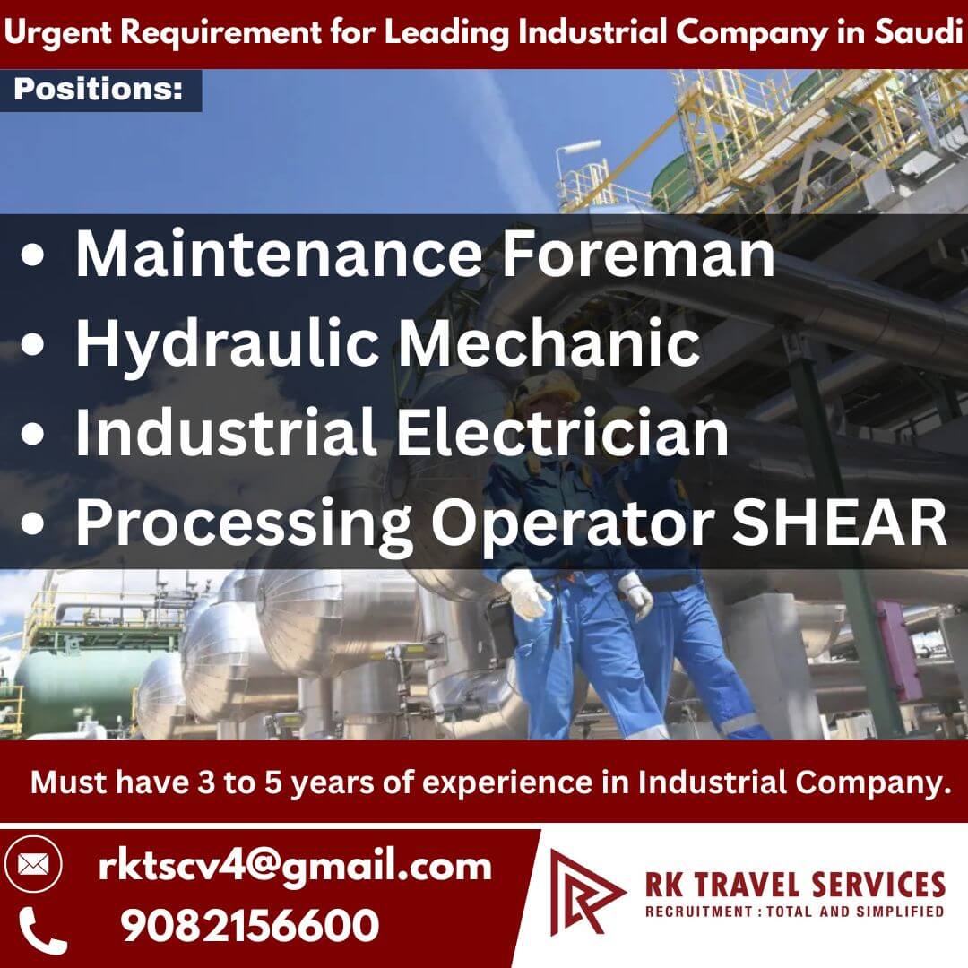 HIRING FOR LEADING COMPANY - SAUDI ARABIA