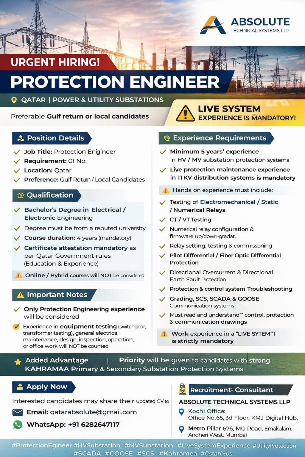 Protection Engineers for Qatar