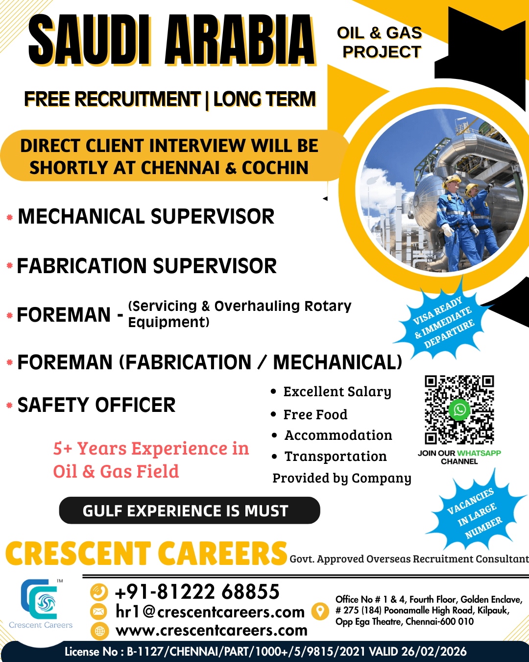 FREE RECRUITMENT - MECHANICAL SUPERVISOR / FOREMAN