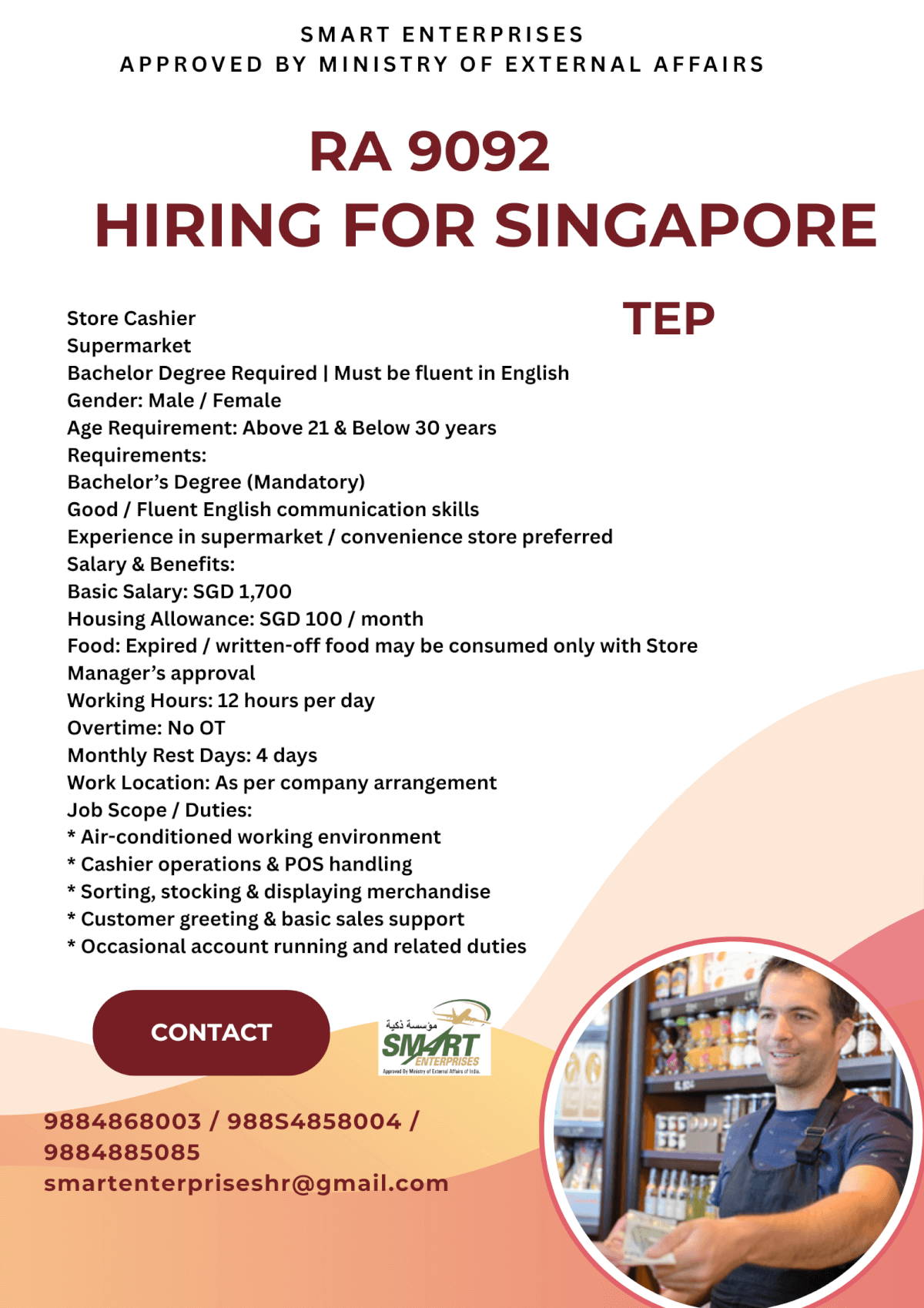 HIRING FOR SINGAPORE