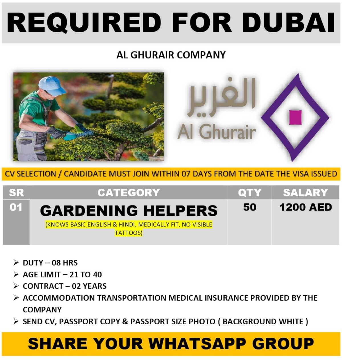 REQUIRED FOR DUBAI