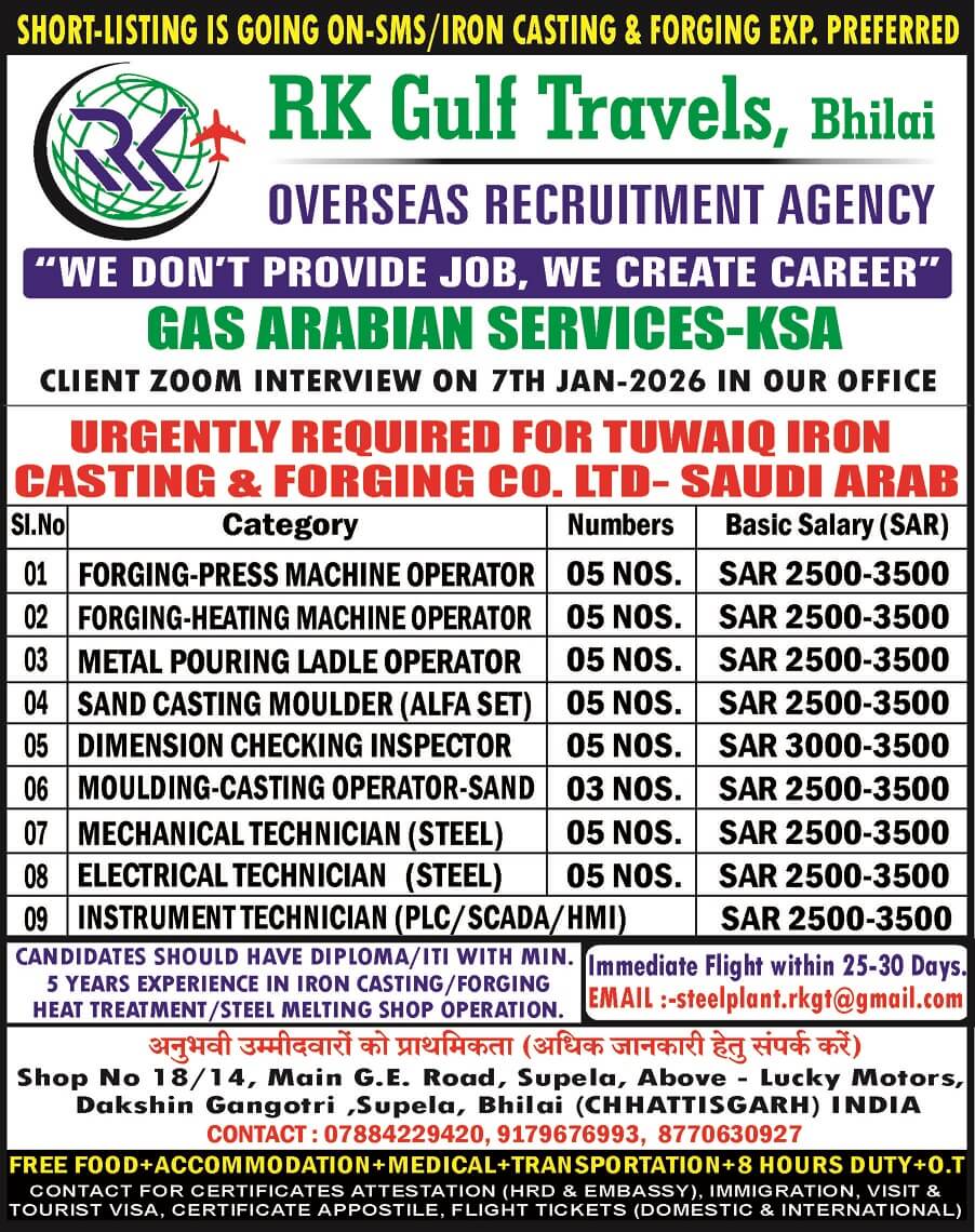 HIRING FOR A GAS ARABIA COMPANY -FOR THEIR TUWAIQ STEEL - KSA HIRING FOR A GAS ARABIA COMPANY -FOR THEIR TUWAIQ STEEL - KSA
