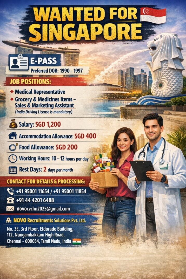 * Medical Representative * Grocery & Medicines Items – Sales & Marketing Assistant (India Driving License is mandatory) * Medical Representative * Grocery & Medicines Items – Sales & Marketing Assistant (India Driving License is mandatory)