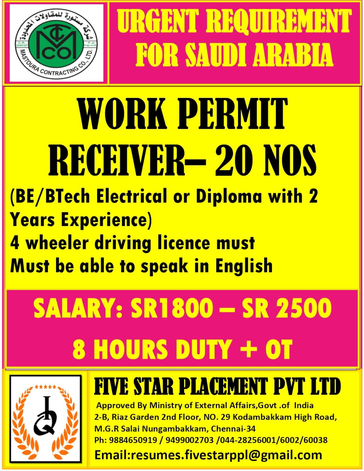 URGENT REQUIREMENT FOR SAUDI ARABIA URGENT REQUIREMENT FOR SAUDI ARABIA