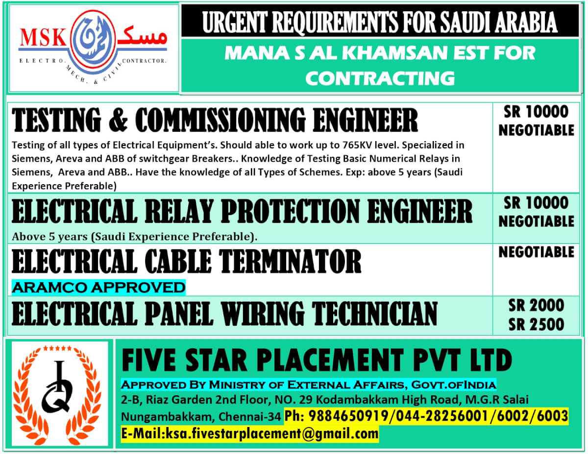URGENT REQUIREMENT FOR SAUDI ARABIA URGENT REQUIREMENT FOR SAUDI ARABIA