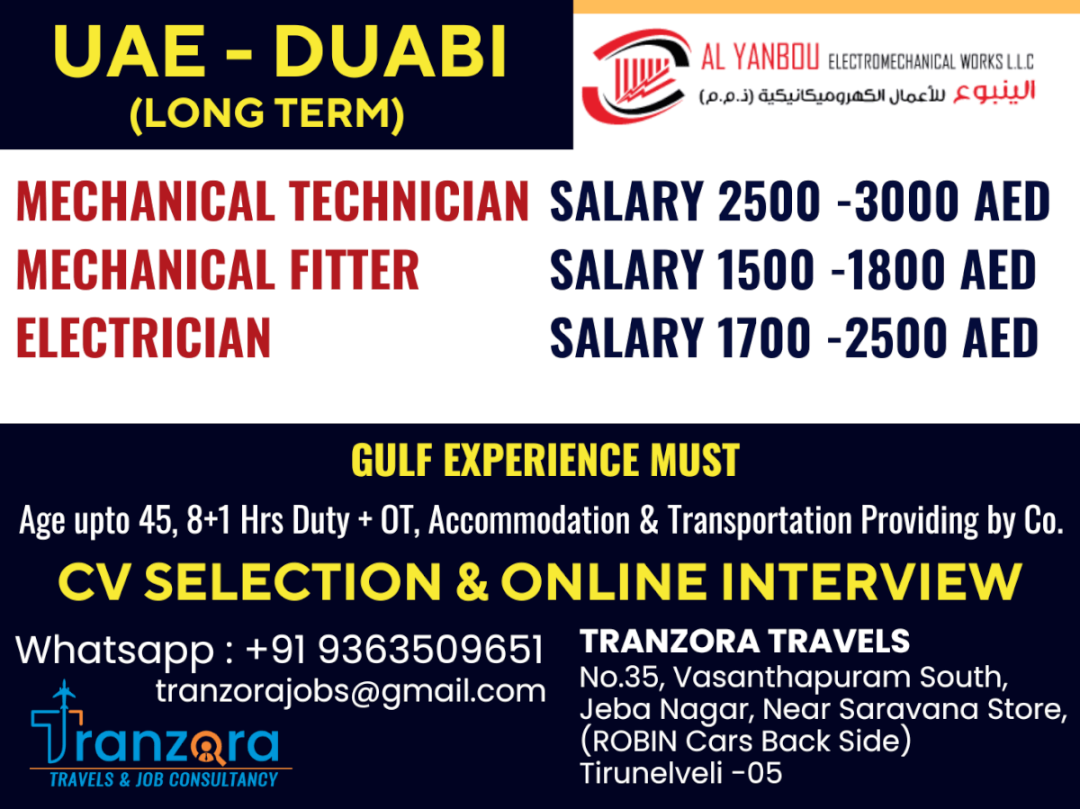 REQUIRMENT FOR UAE (DUBAI)