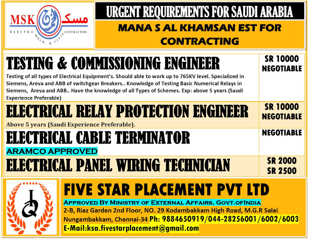 URGENT REQUIREMENT FOR SAUDI ARABIA URGENT REQUIREMENT FOR SAUDI ARABIA