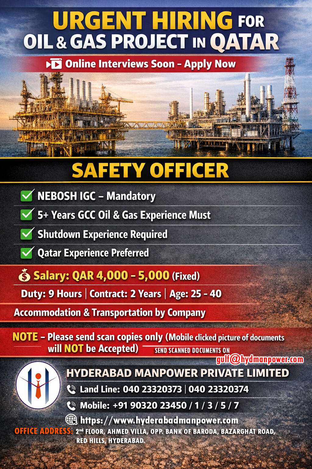 Hiring for Oil & Gas Project - Qatar
