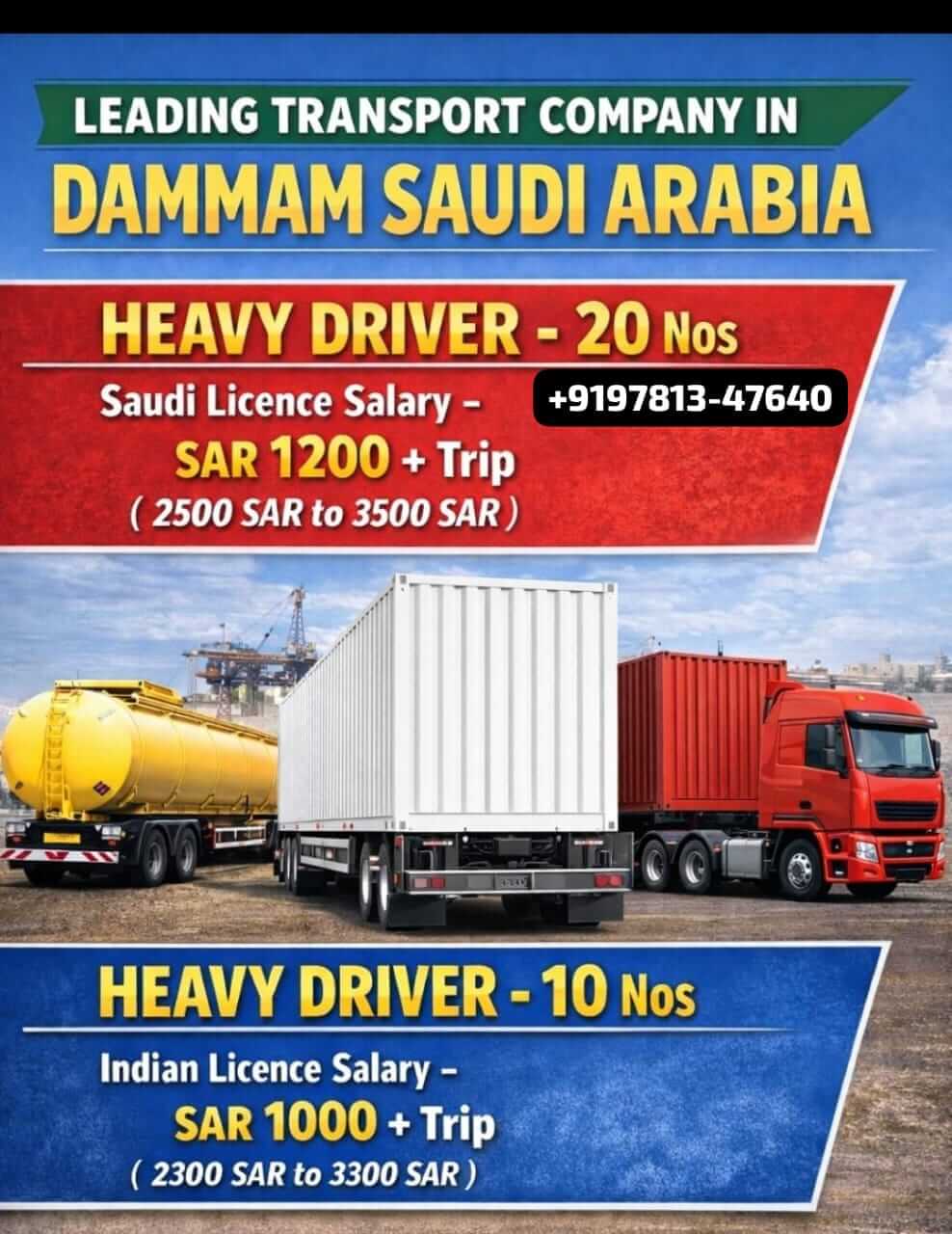 Heavy driver for Saudi arabia