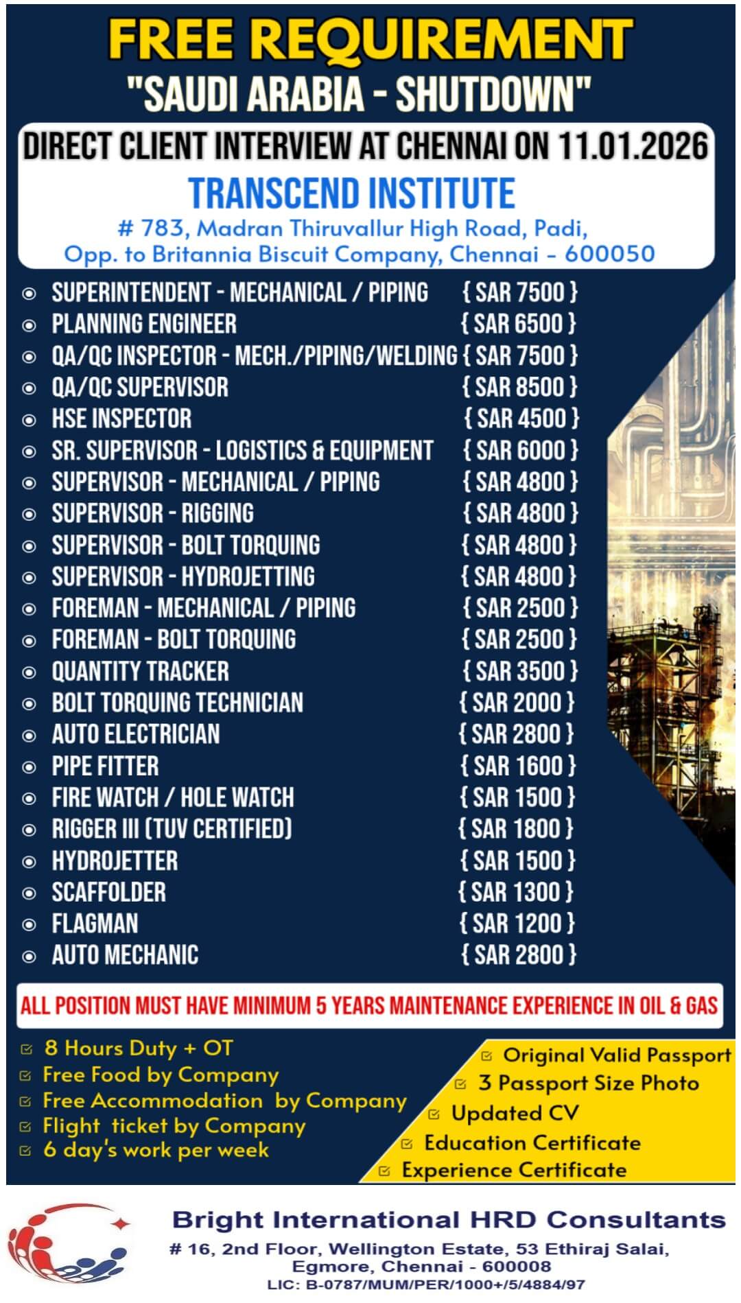 FREE REQUIREMENT FOR SAUDI ARABIA