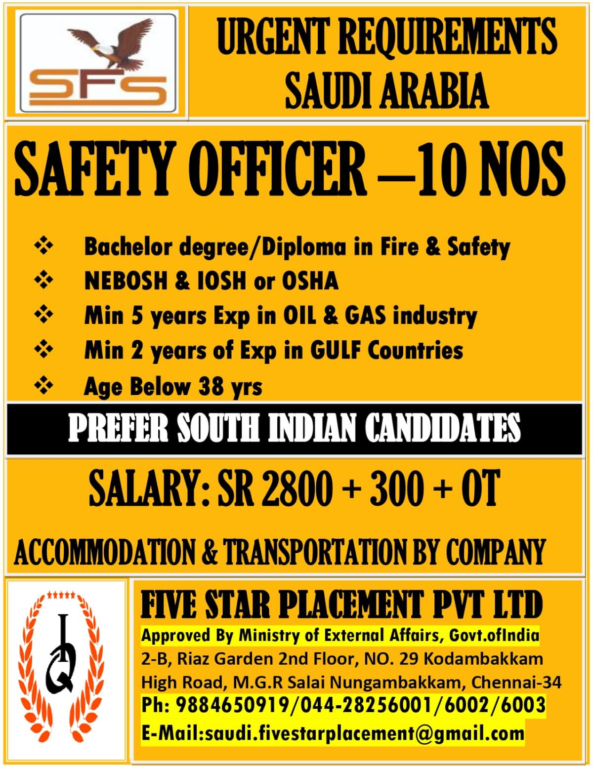 URGENT REQUIREMENT FOR SAUDI ARABIA