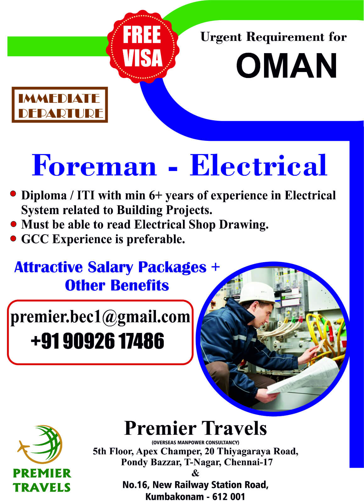 Urgently Requirement For Electrical Foreman