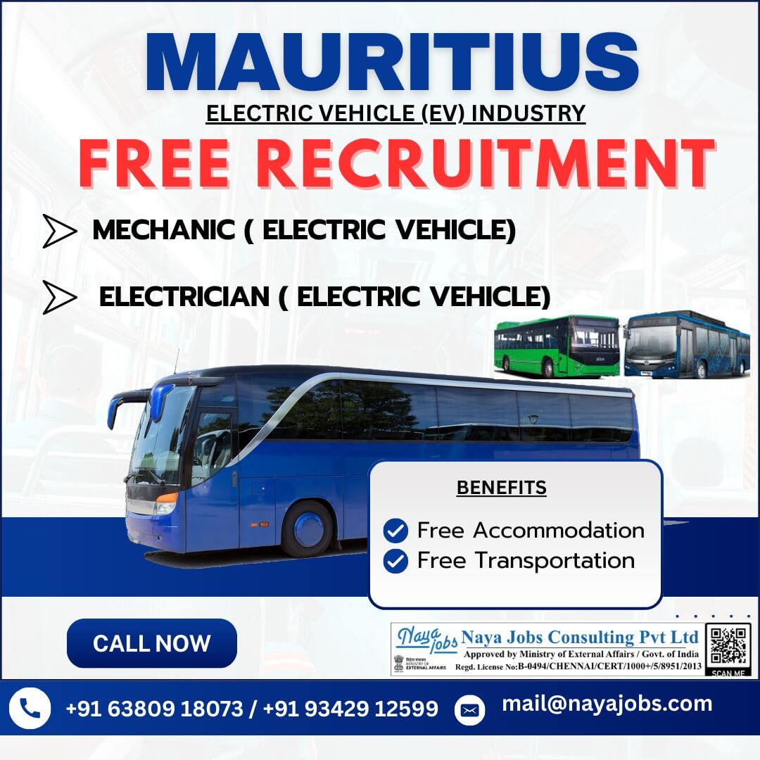 WE ARE HIRING FOR MAURITIUS Job Positions • EV Bus Mechanic • EV Bus Electrician