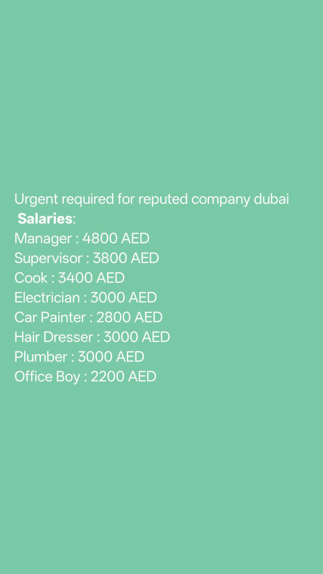 Urgent required for reputed company dubai Urgent required for reputed company dubai