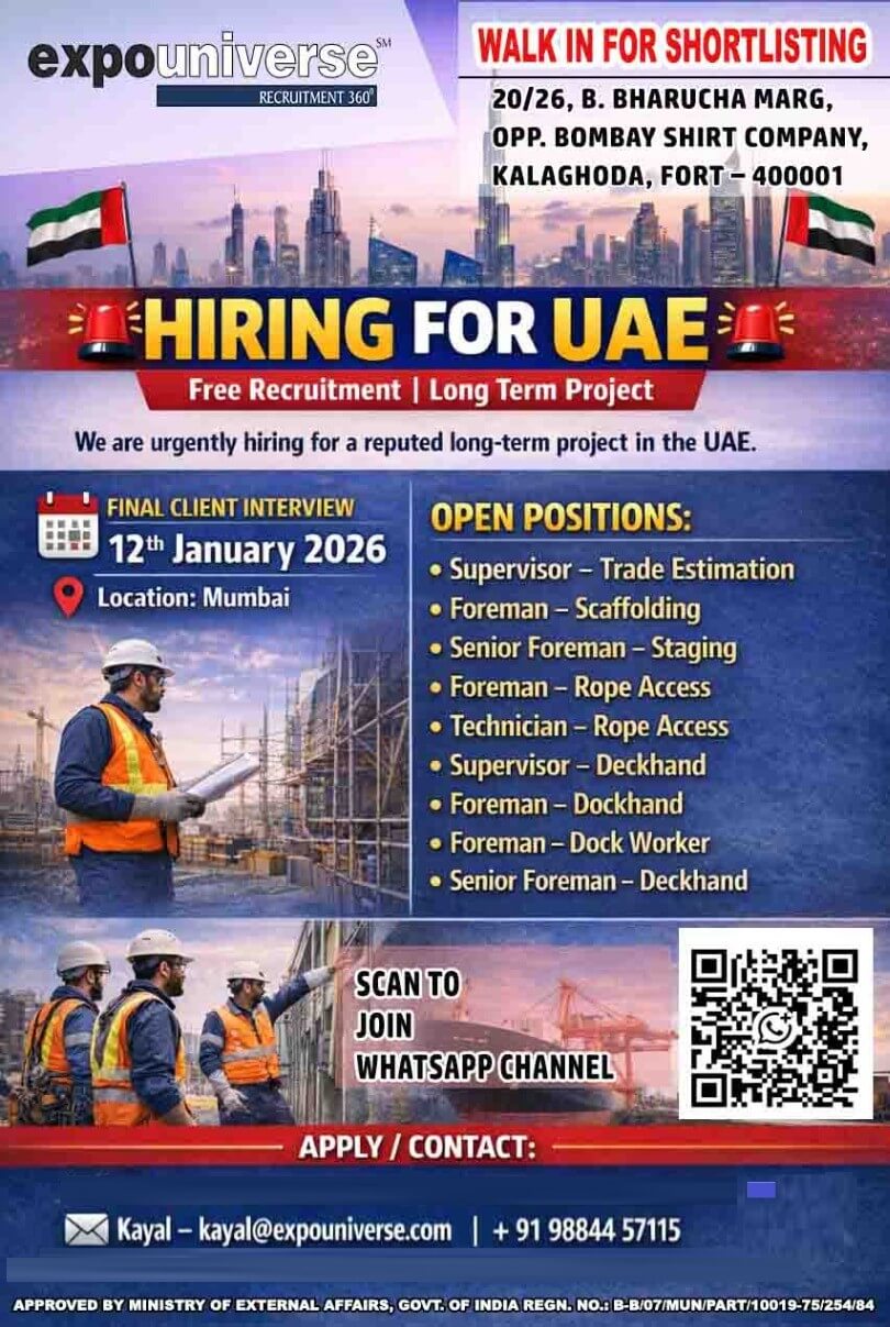 ? HIRING FOR UAE – FREE RECRUITMENT | LONG-TERM PROJECT
