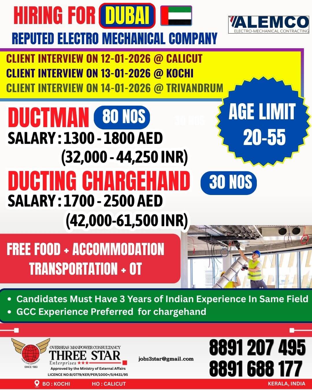URGENT HIRING FOR DUBAI (REPUTED ELECTRO MECHANICAL COMPANY)