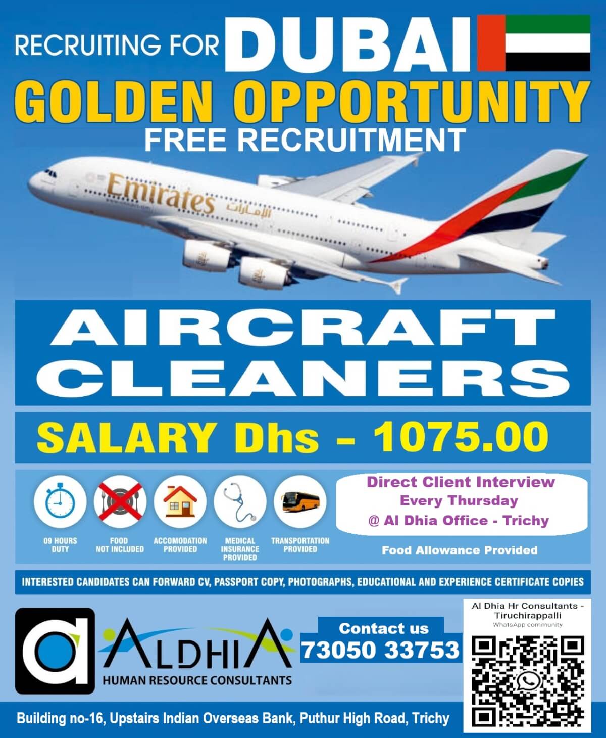 Golden Job Opportunity in an UAE Airport. Aircraft Cleaners