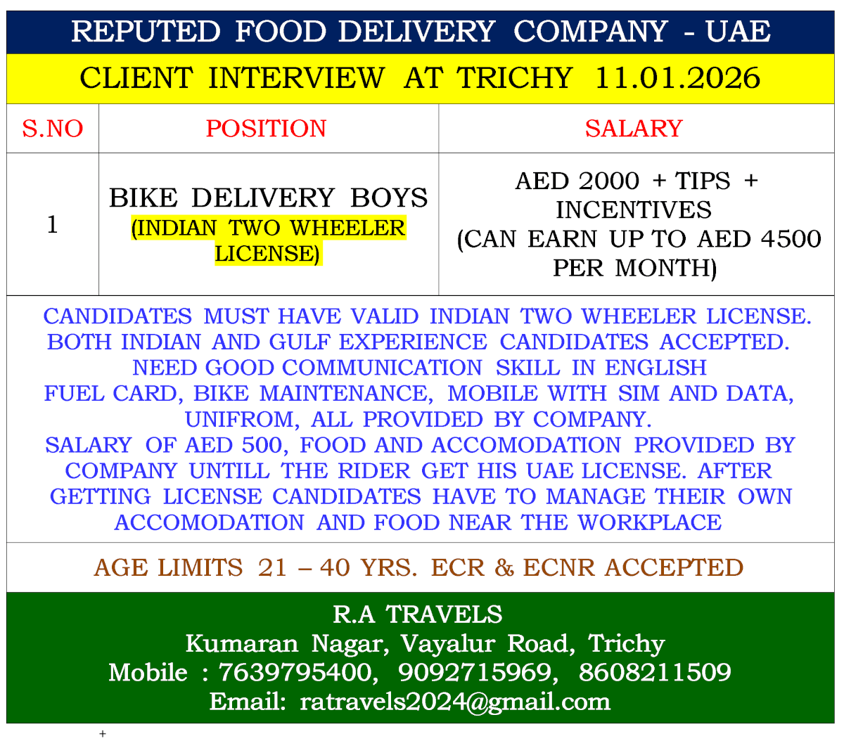 REPUTED FOOD DELIVERY COMPANY - UAE