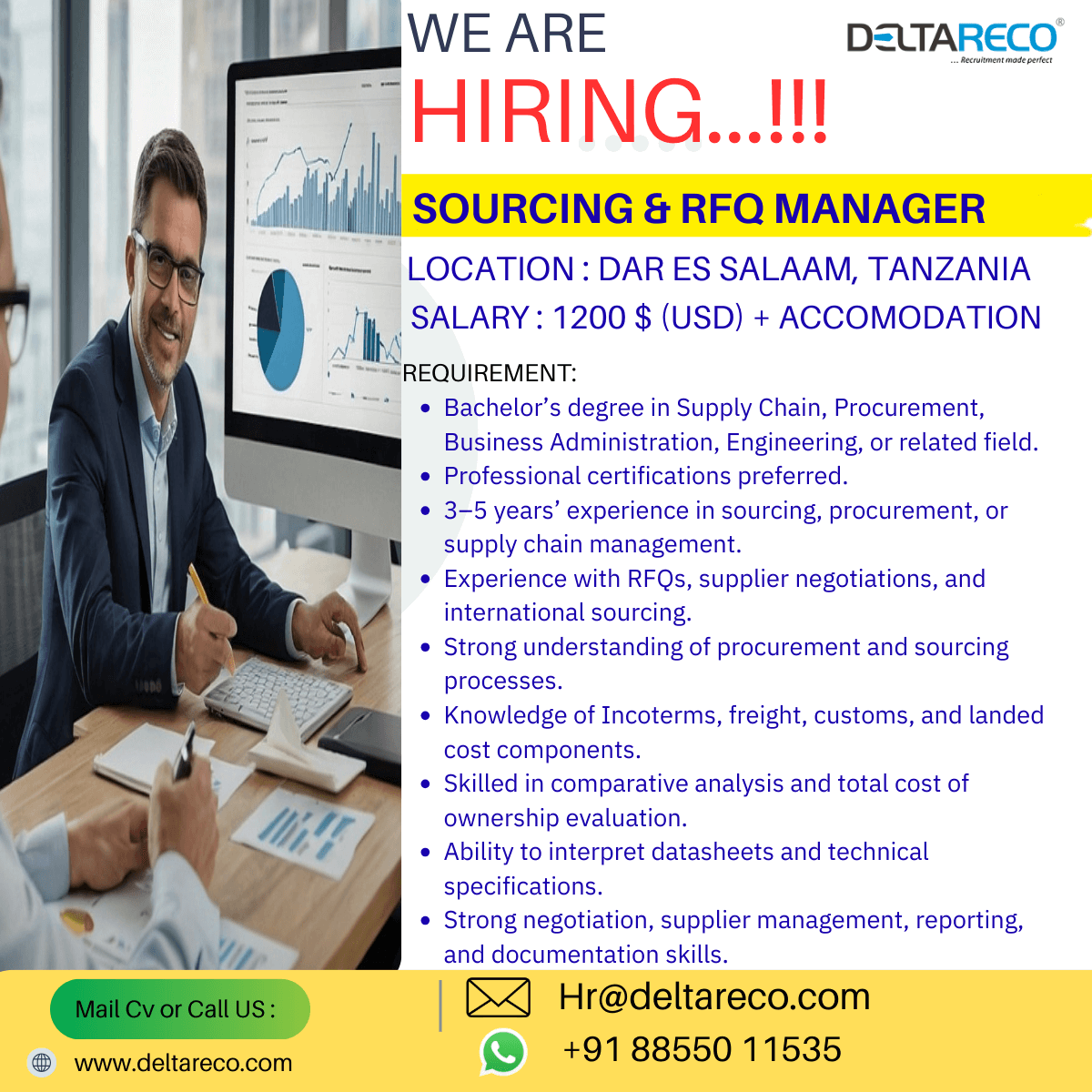 Hiring Sourcing and Request for Quotation  RFQ Manager for Tanzania with good Salary