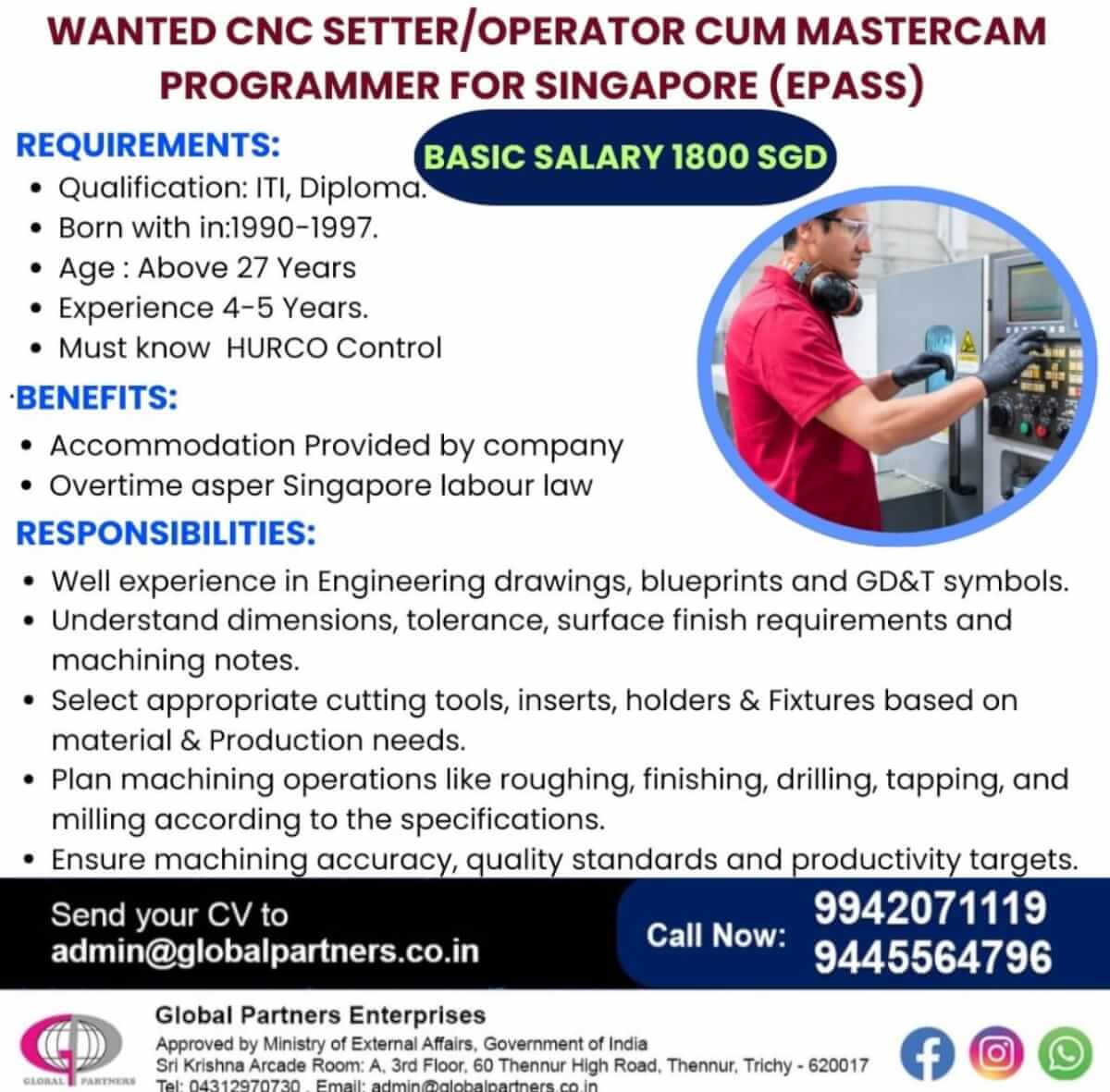 CNC Operator / Setter cum Mastercam Programmer CNC Operator / Setter cum Mastercam Programmer