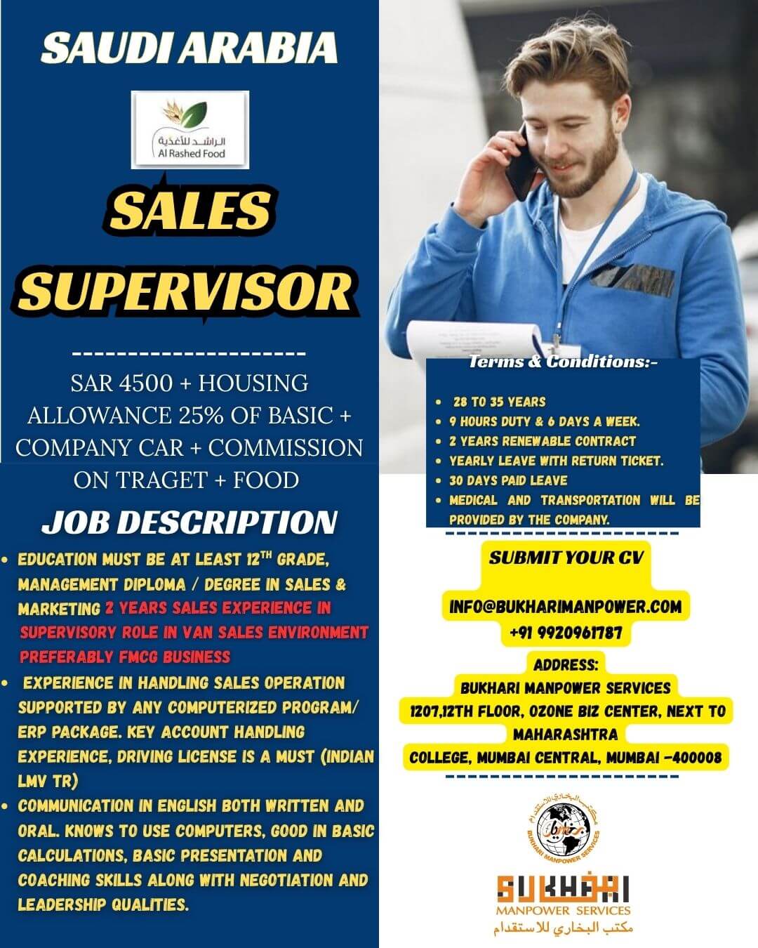 URGENTLY REQUIRED FOR FMCG COMPANY IN SAUDI ARABIA.