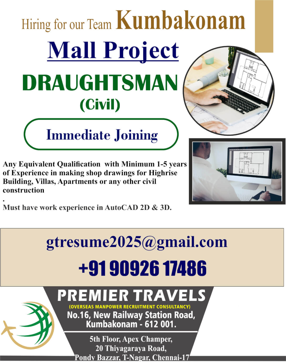 Urgently Requirement For Draughtsman Urgently Requirement For Draughtsman
