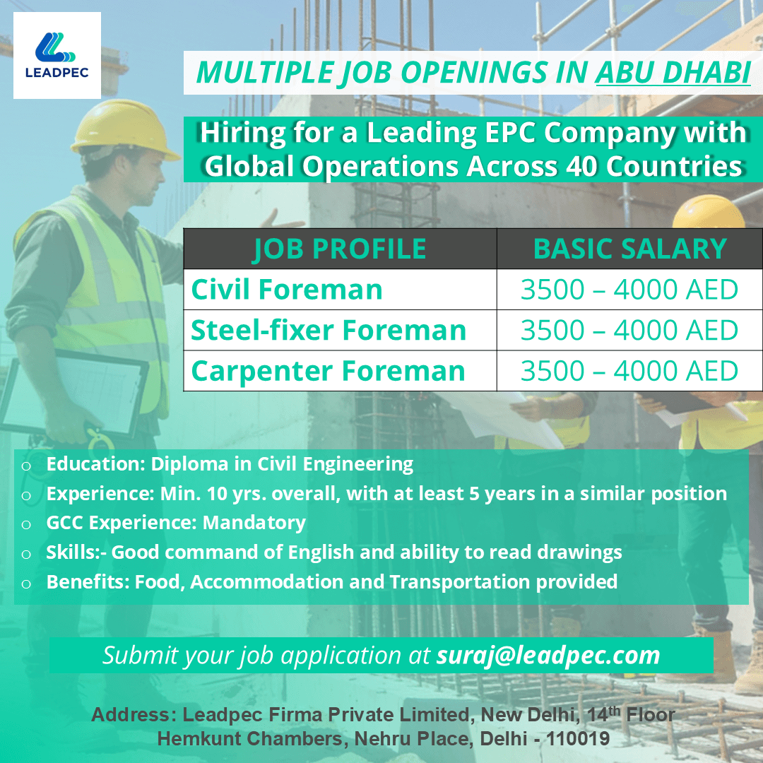 Foreman - Shuttering Carpenter or Foreman - Formwork Carpenter