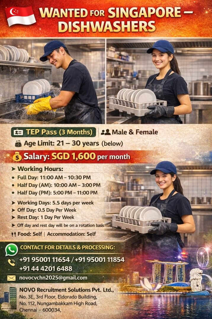 DISHWASHERS Permit Type: TEP Pass (3 Months)