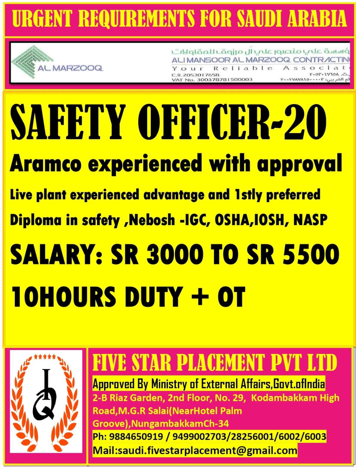 URGENT REQUIREMENT FOR SAUDI ARABIA