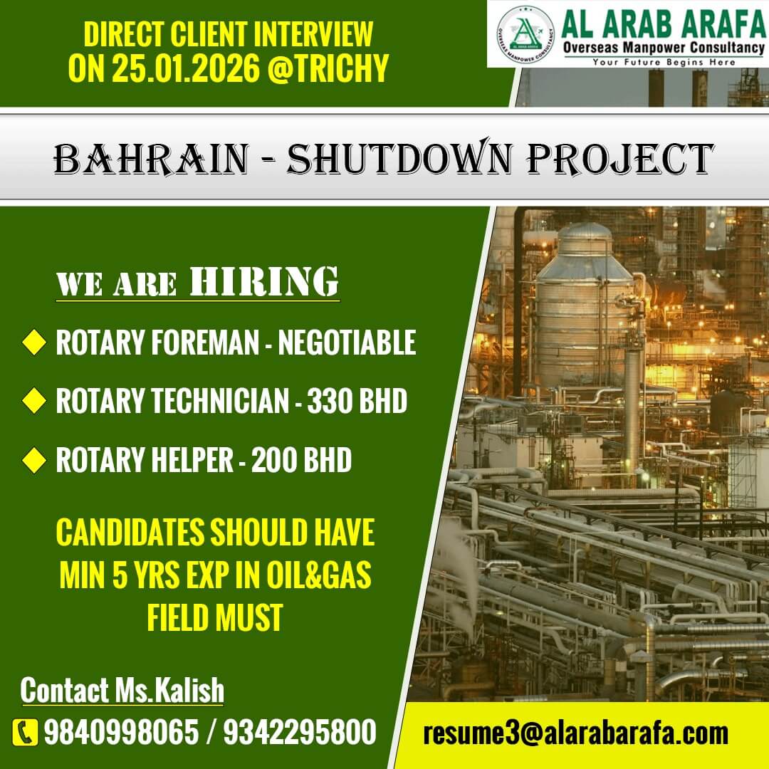 DIRECT CLIENT INTERVIEW ON 25.01.2026 @ TRICHY