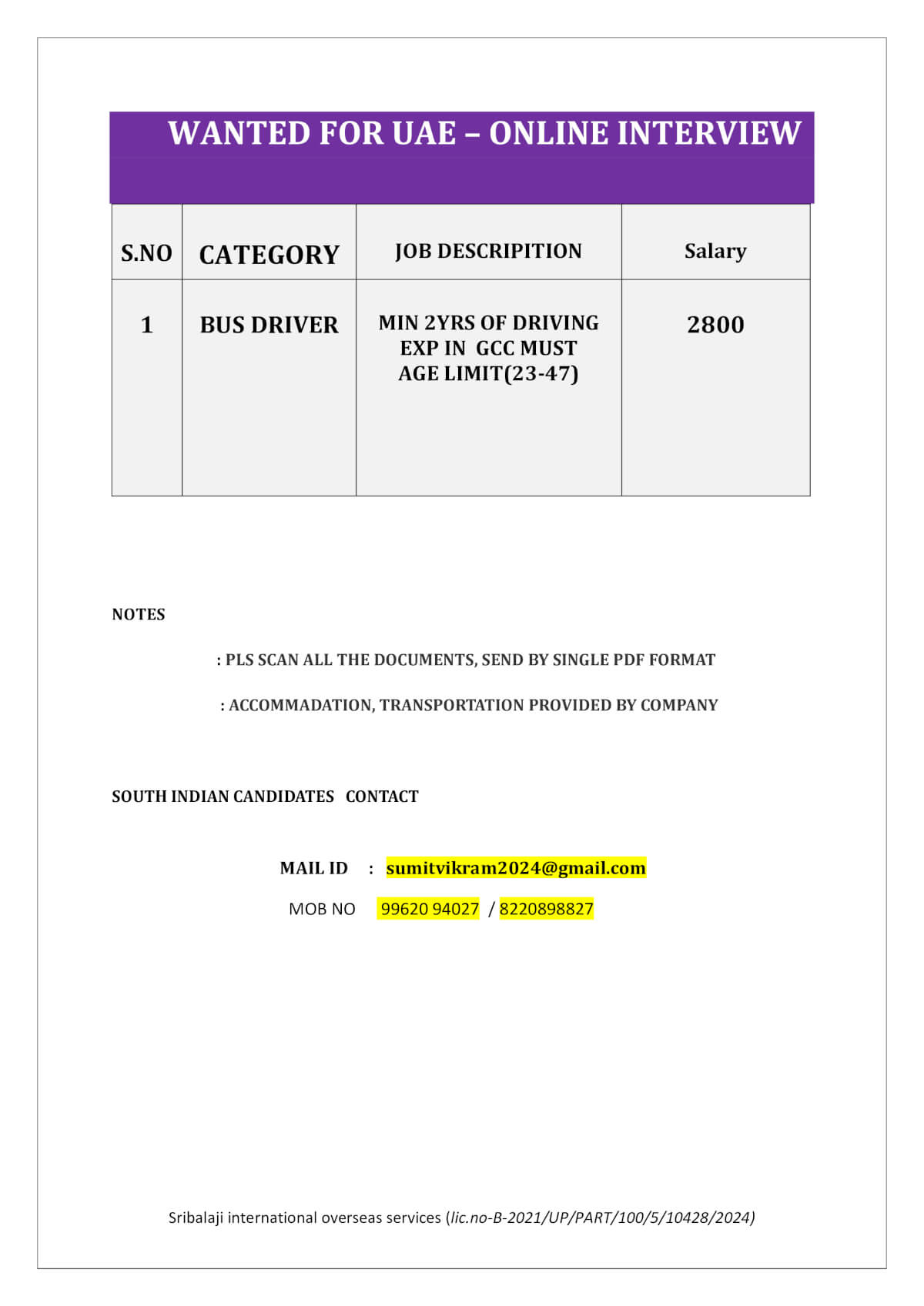 WANTED FOR UAE-ONLINE INTERVIEW WANTED FOR UAE-ONLINE INTERVIEW