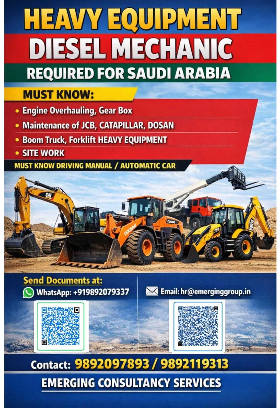 URGENTLY REQUIRED FOR AUTOMOBILE LEADING COMPANY  IN SAUDI ARABIA
