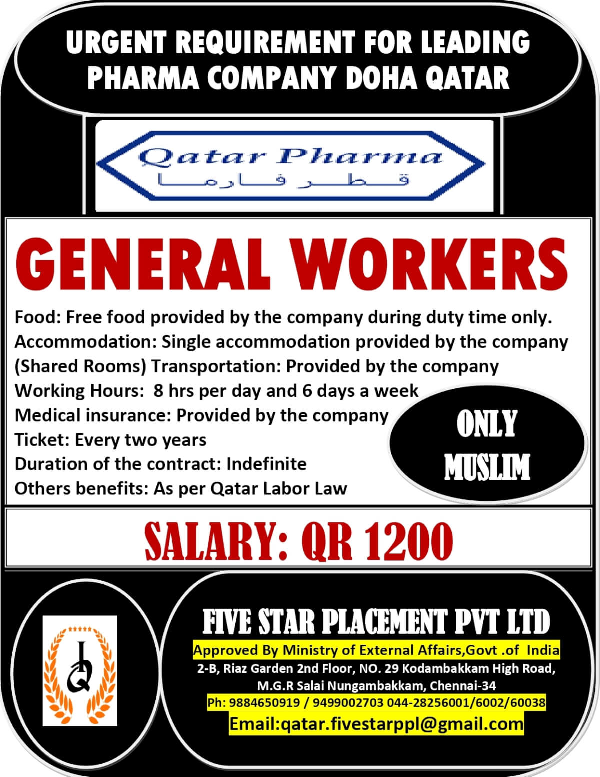 URGENT REQUIREMENT FOR DOHA QATAR
