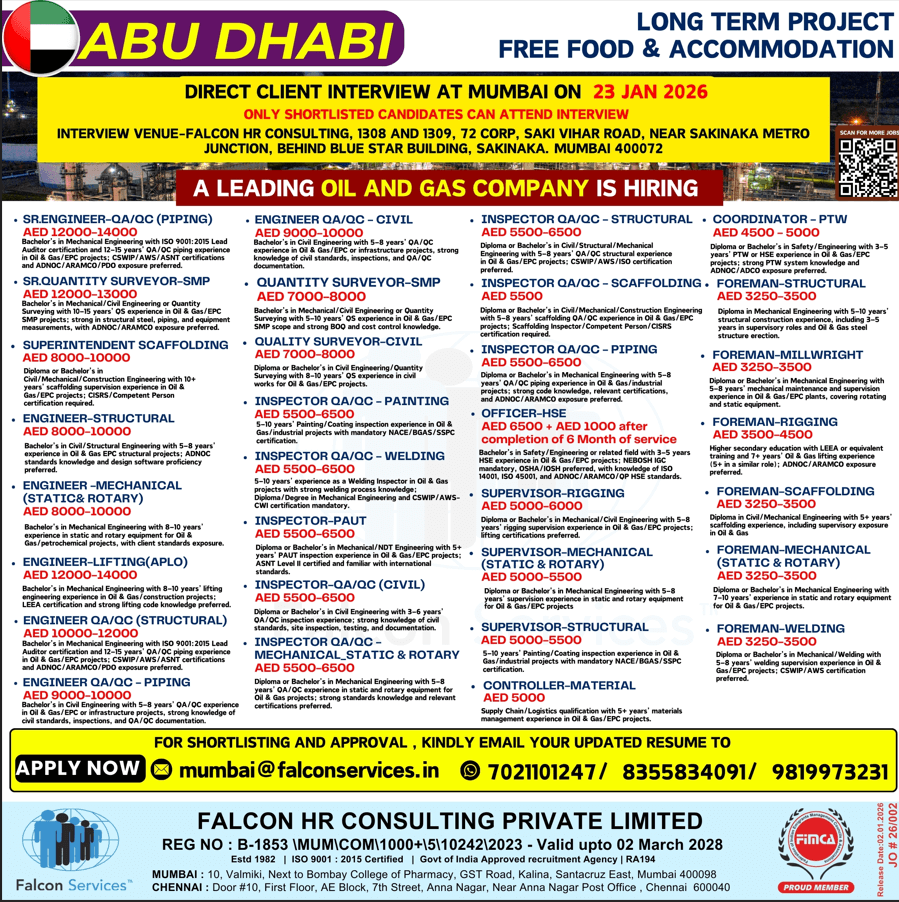 ABU DHABI – LONG-TERM OIL & GAS HIRING ??