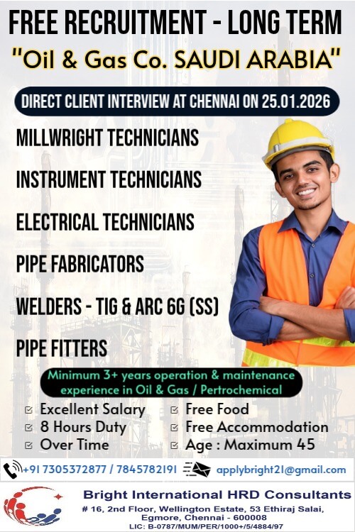 SAUD ARABIA (LONG TERM) - FREE RECRUITMENT