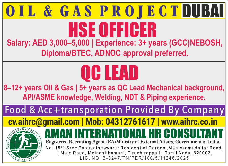Urgent hiring for dubai/qatar