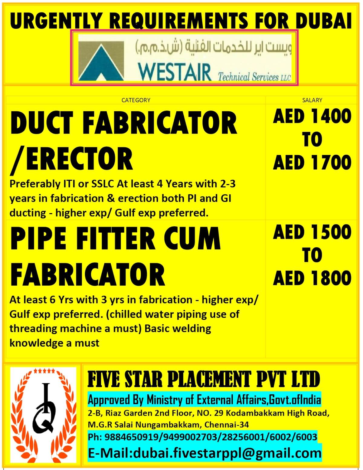 URGENT REQUIREMENT FOR DUBAI