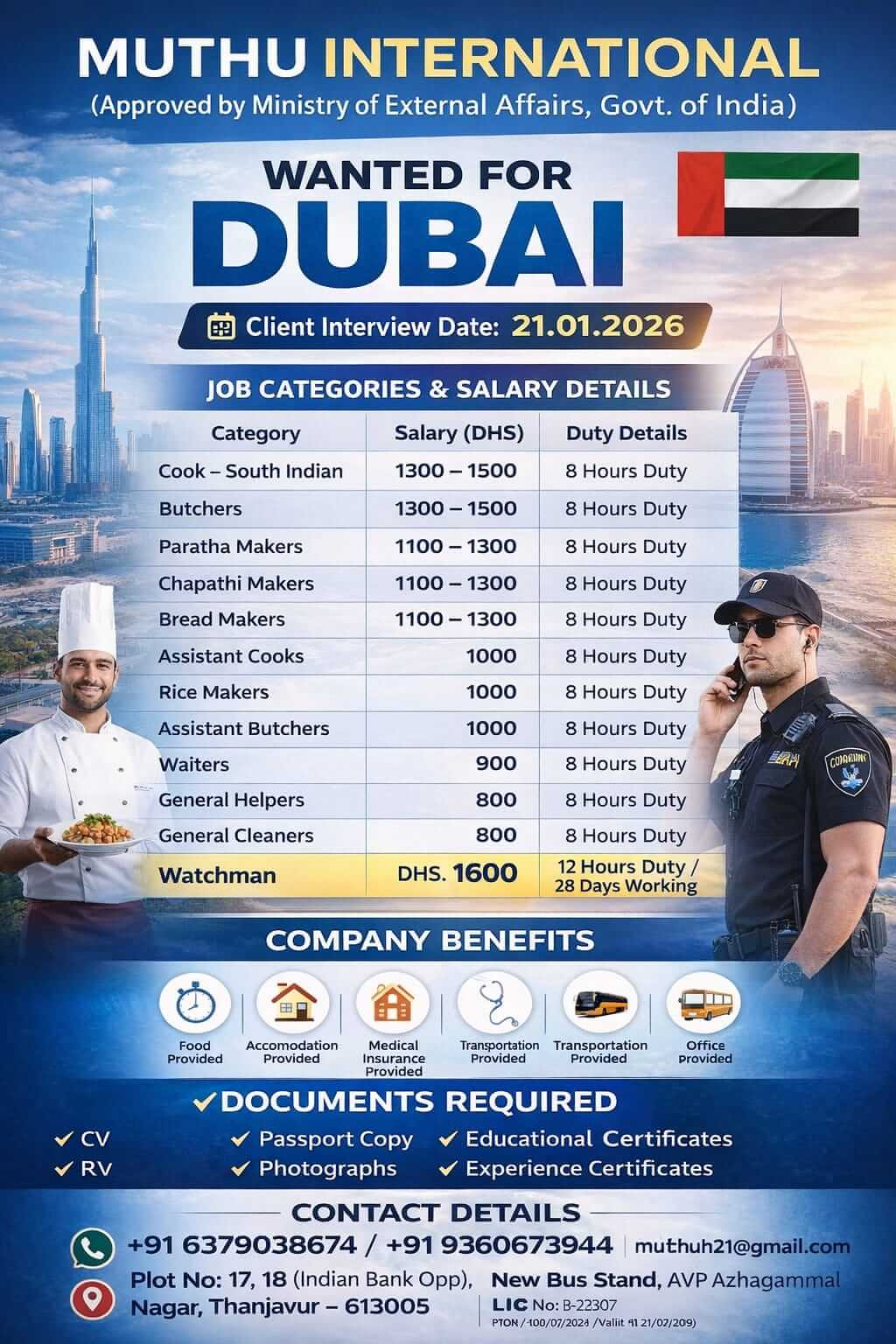 WANTED FOR DUBAI
