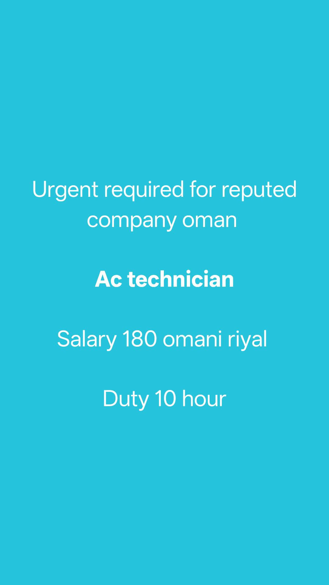 Urgent required for reputed company oman