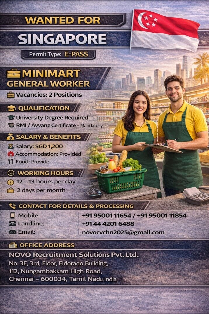 Minimart General Worker Vacancies: 2 Positions