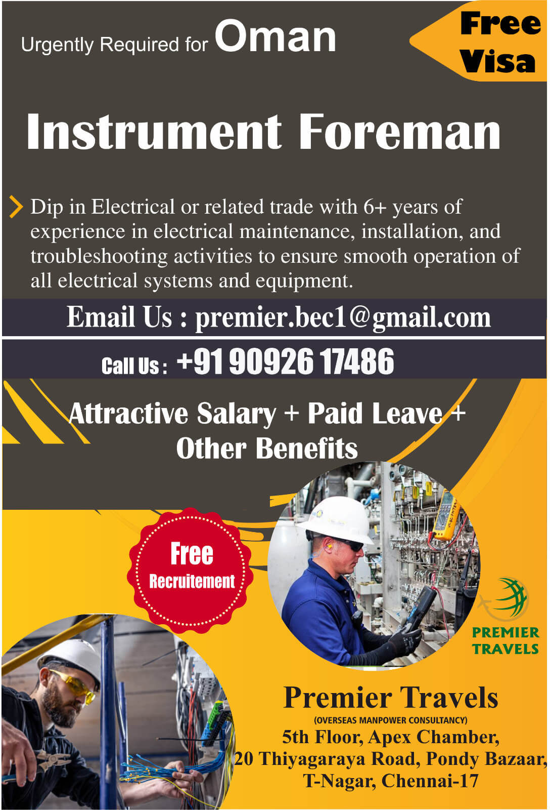 URGENTLY REQUIREMENT FOR INSTRUMENT FOREMAN