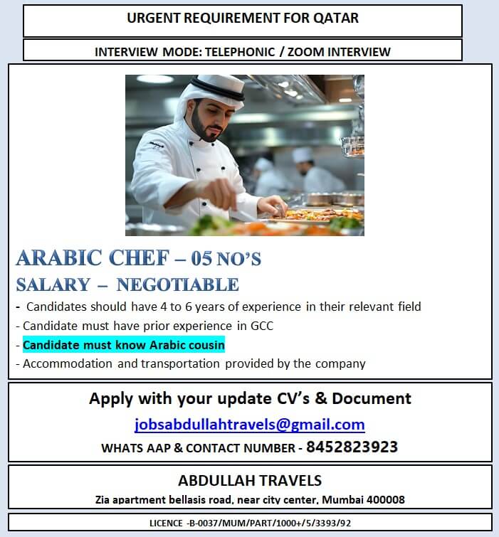 URGENT REQUIREMENT FOR QATAR